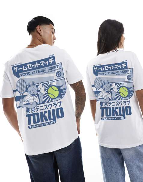 PRNT tokyo tennis club t-shirt in white - view 1