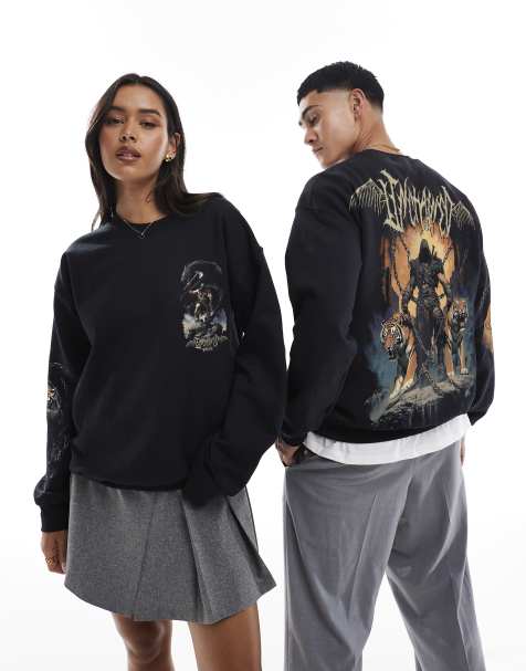 PRNT Unchained front, back and sleeve print sweatshirt in black - view 1