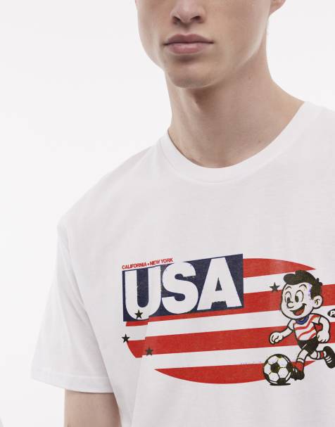 PRNT Usa football mascot graphic relaxed fit t-shirt in white