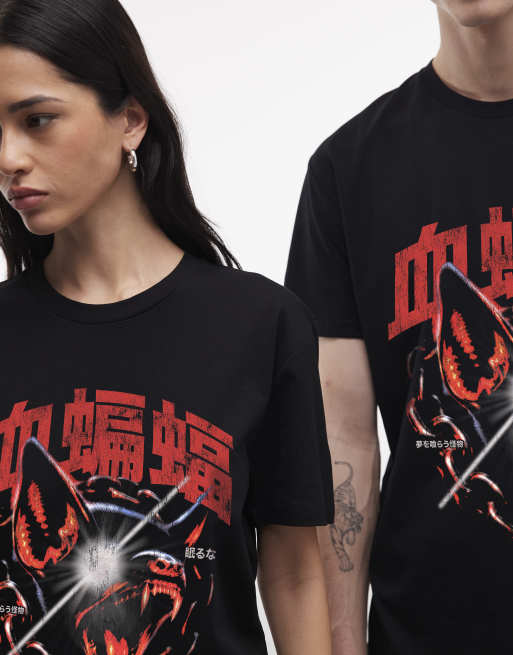 PRNT Vampire bat relaxed t-shirt in black, 3 of 4