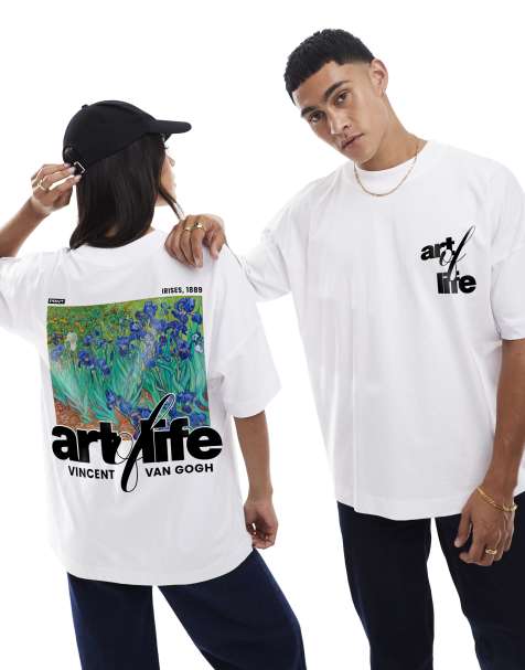 PRNT Van gogh irises 1889 oversized t-shirt in white - view 1