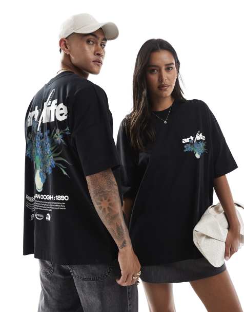 PRNT Van gogh irises 1890 oversized t-shirt in black  