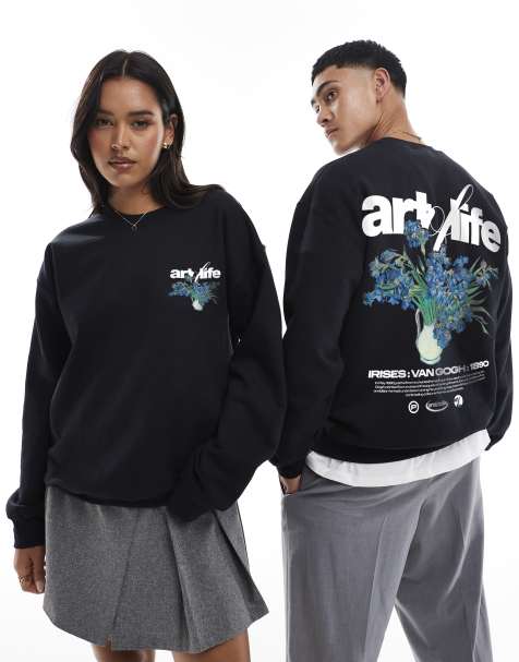 PRNT Van gogh irises relaxed sweatshirt in black