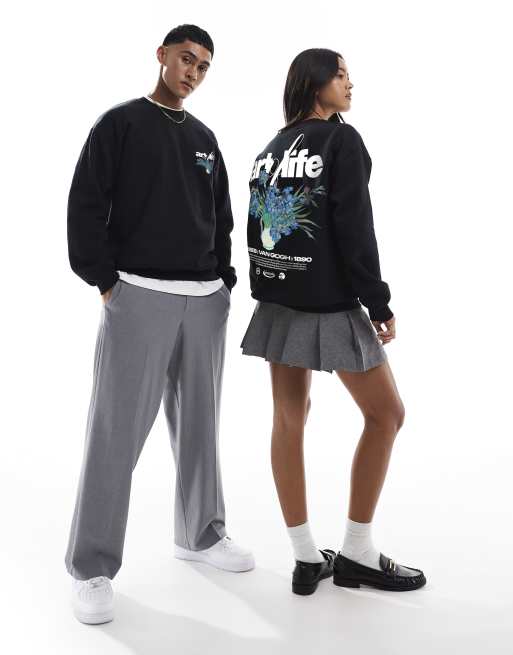PRNT Van gogh irises relaxed sweatshirt in black, 3 of 4