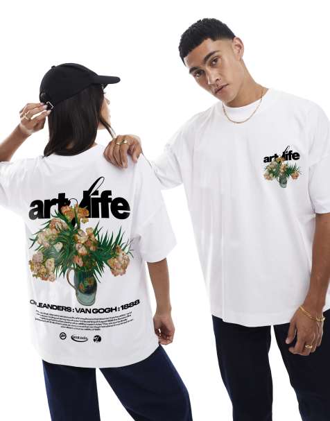 PRNT Van gogh orleanders oversized t-shirt in white - view 1