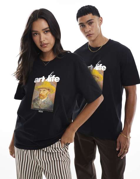 PRNT Van gogh self portrait t-shirt in black - view 1