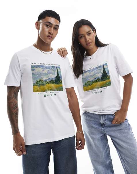 PRNT Van gogh wheat field t-shirt in white  - view 1