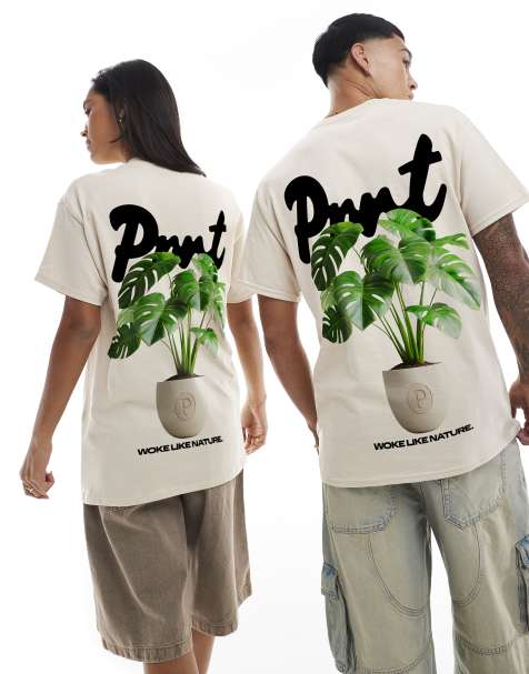 PRNT Woke relaxed fit t-shirt in sand - view 1