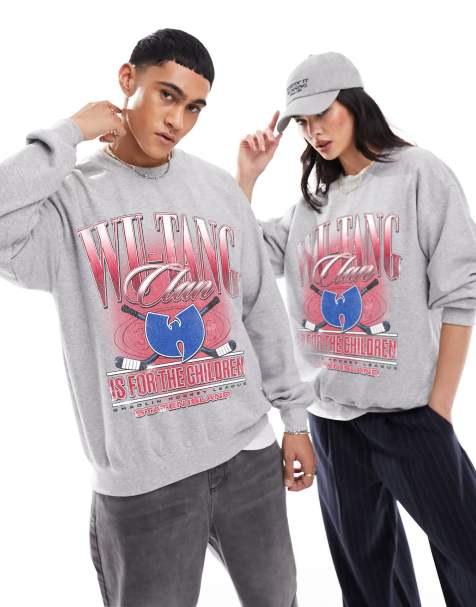 PRNT x Wu-Tang Clan hockey relaxed fit sweatshirt in sports grey - GREY
