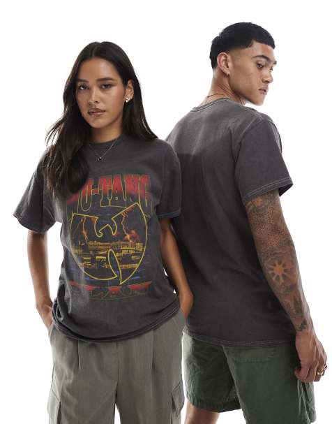 PRNT x Wu-Tang Clan lightning relaxed fit t-shirt in charcoal overdye - CHARCOAL