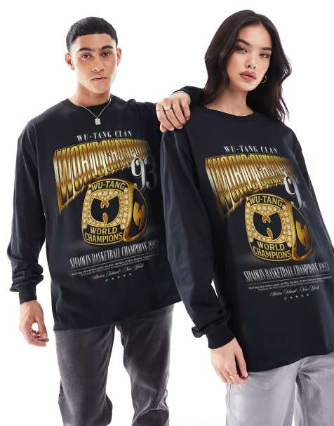 PRNT x Wu-Tang Clan ring long sleeve relaxed fit t-shirt in black - BLACK