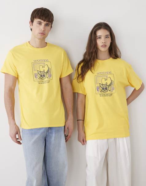 PRNT x Wu-Tang Clan simple cartoon relaxed fit t-shirt in yellow - YELLOW