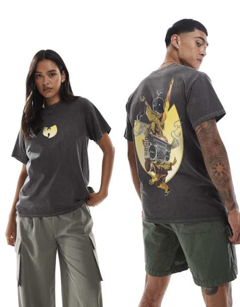 PRNT x Wu-Tang Clan toronto relaxed fit t-shirt in charcoal overdye - CHARCOAL