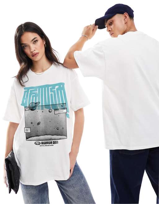 PRNT x ASOS Astral projections graphic t-shirt front print in white