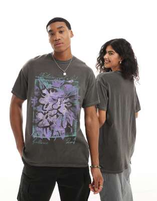 PRNT x FhyzicsShops Botanical galleria t-shirt in charcoal overdye