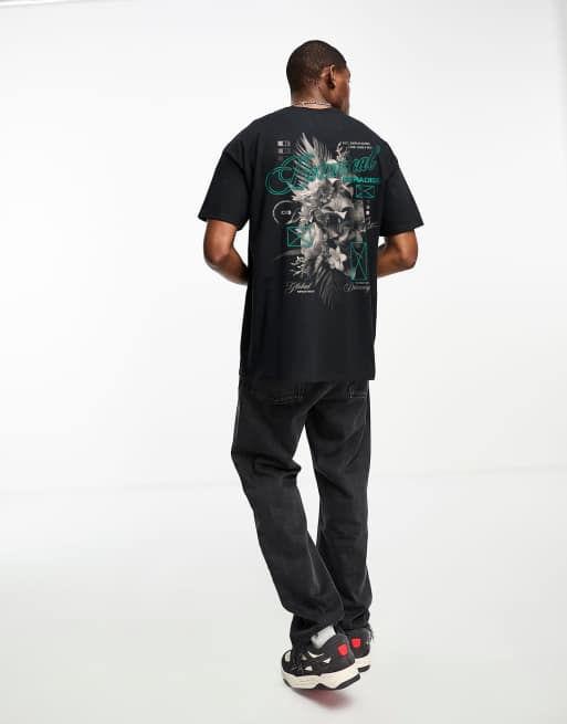 PRNT x ASOS Botanical glow graphic t-shirt in black