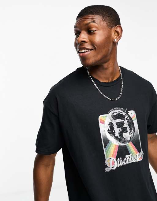 PRNT x ASOS Discoteque t shirt in black
