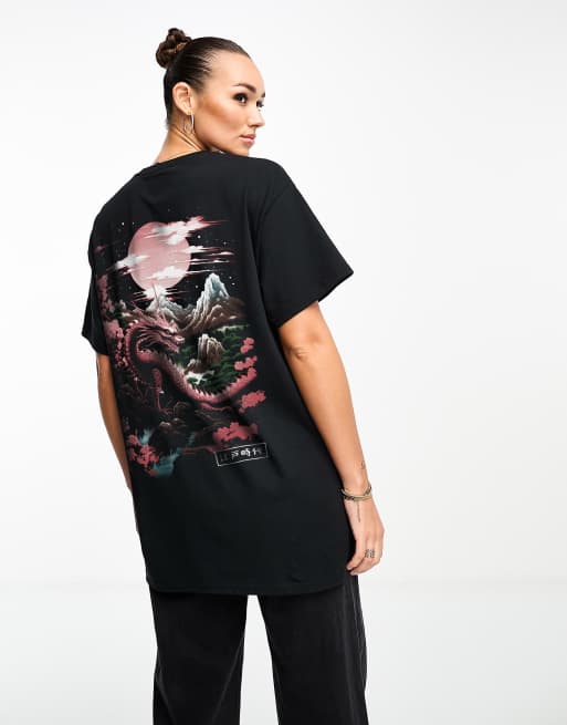 PRNT x ASOS Edo Dragon T-Shirt Crew Neck With Print Oversized In Black