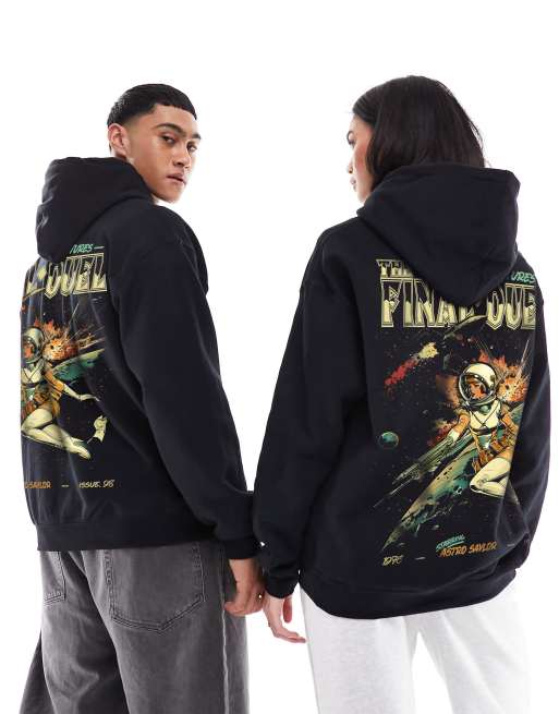  PRNT x ASOS Final duel hoody front and back print in black