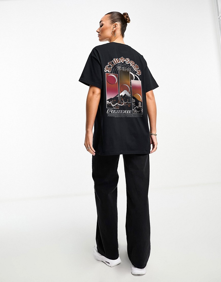 PRNT x ASOS Fujisan T-Shirt Crew Neck With Print Oversized In Black