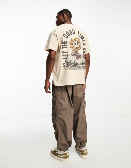 PRNT x ASOS Good times graphic t-shirt in stone