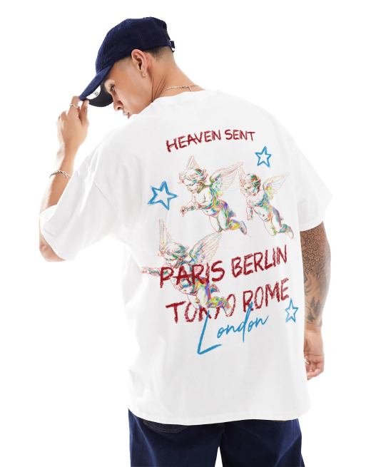 PRNT x ASOS Heaven sent graphic t-shirt front and back print in white