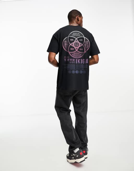 PRNT x ASOS Ikigai graphic t-shirt in black
