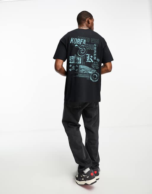 PRNT x ASOS Korea cryptic t shirt in black