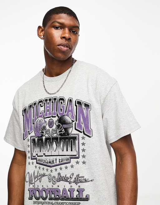 PRNT x ASOS Michigan t shirt in grey