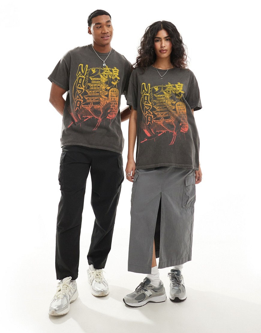 PRNT x ASOS Nara t-shirt in charcoal overdye-Grey