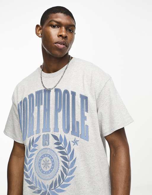 PRNT x ASOS North pole varsity t shirt in grey