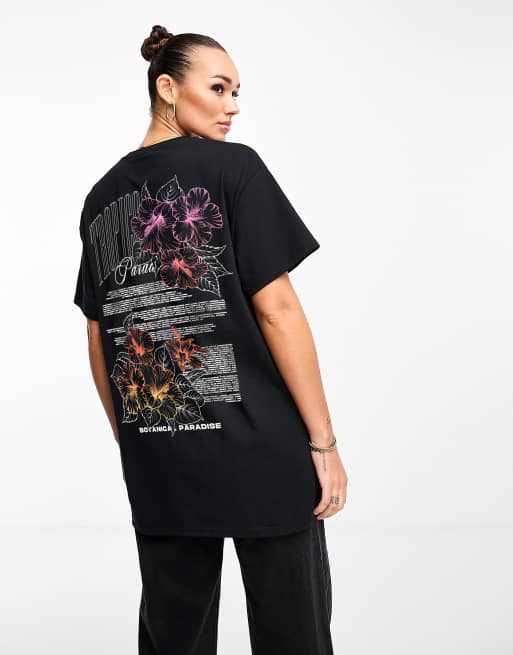 PRNT X ASOS oversized tee with botanical paradise print in black