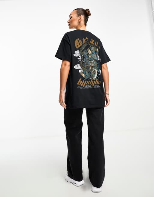 PRNT X ASOS oversized tee with bushido print in black