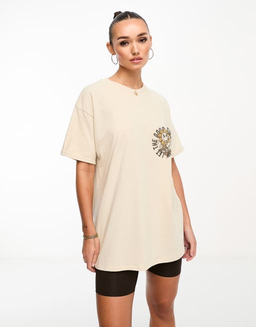 PRNT X ASOS oversized tee with good times print in sand