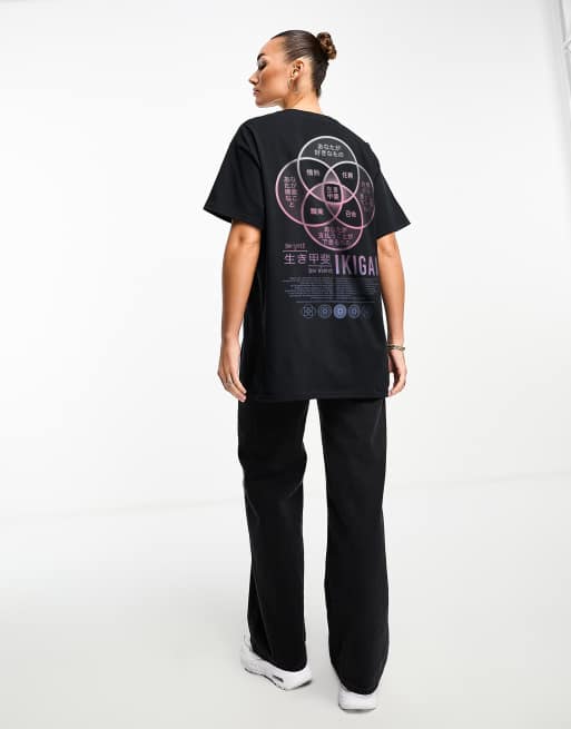 PRNT X ASOS oversized tee with ikigai print in black