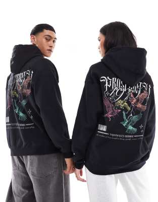 PRNT x ASOS Prosperity flight hoody front and back print in black