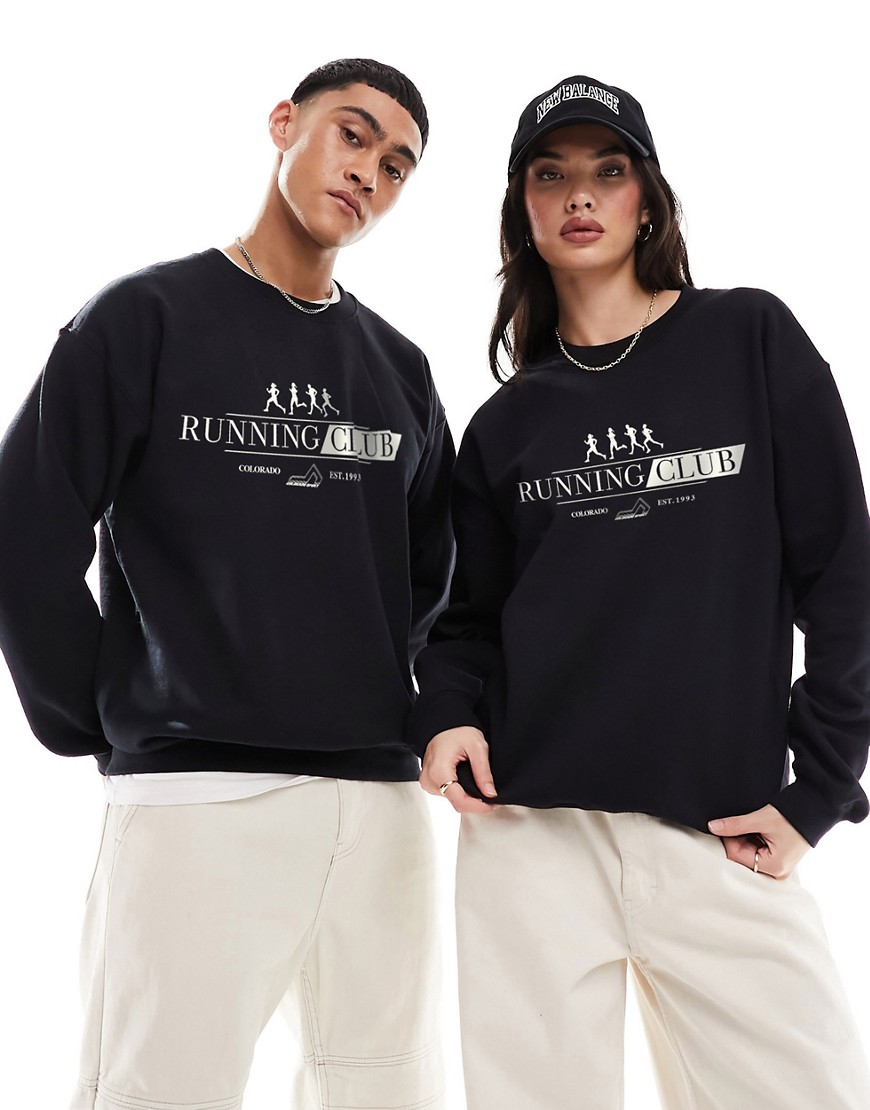 PRNT x ASOS Running club sweatshirt in black