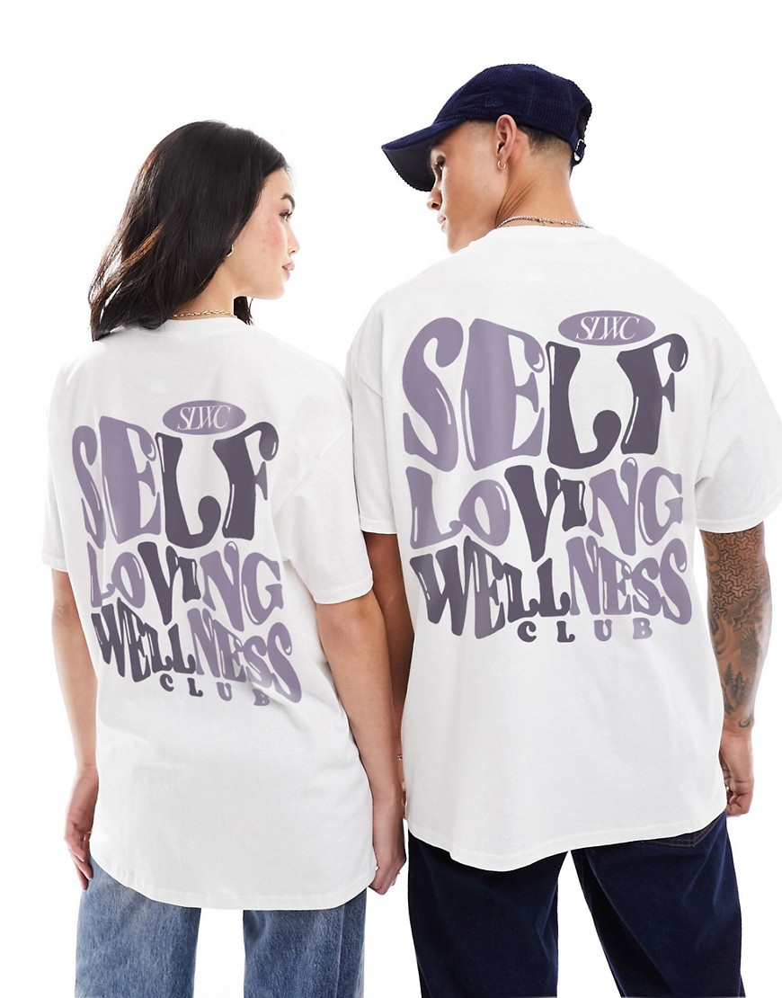 PRNT x ASOS Self loving wellness club graphic tshirt in white