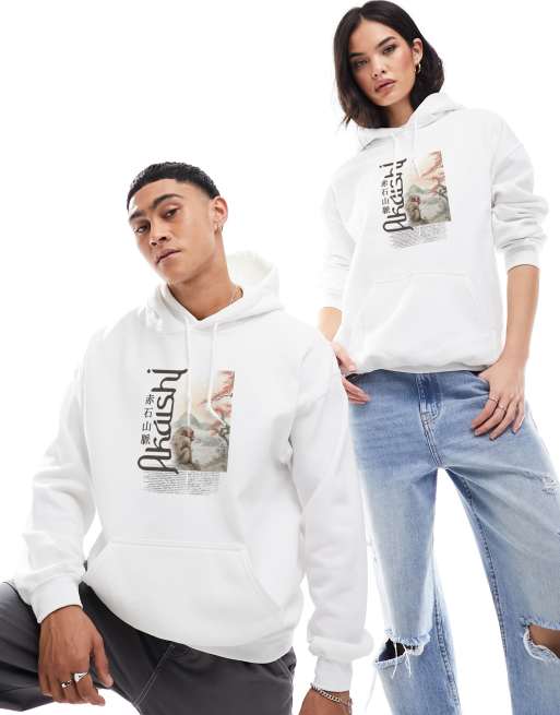 PRNT x ASOS unisex Akaishi hoody in white WHITE