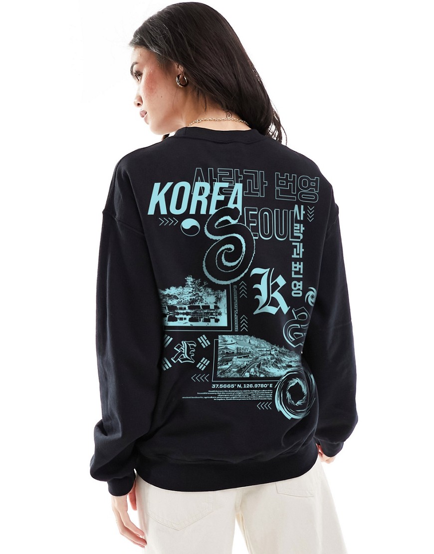 PRNT x ASOS unisex Korea cryptic sweatshirt in black - BLACK