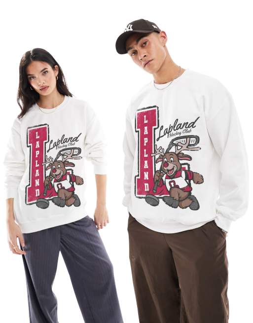PRNT x ASOS unisex Lapland hockey sweatshirt in white - WHITE