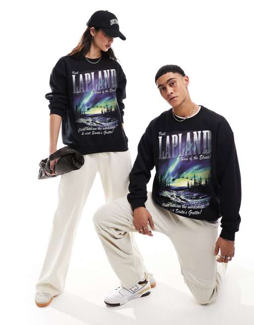 PRNT x ASOS unisex Lapland sweatshirt in black - BLACK