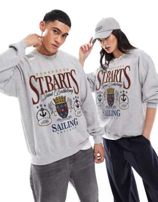 PRNT x ASOS unisex St barts sweatshirt in grey - GREY - ASOS Price Checker