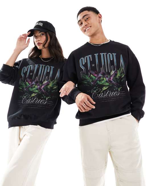 PRNT x ASOS unisex St lucia sweatshirt in black