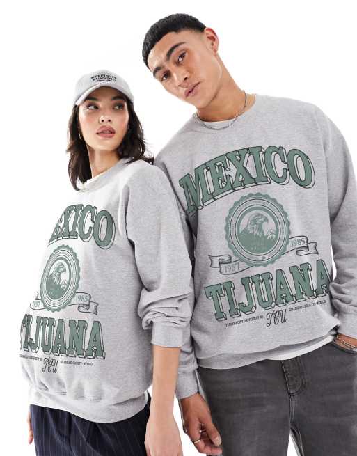 PRNT x ASOS unisex Tijuana sweatshirt in grey - GREY