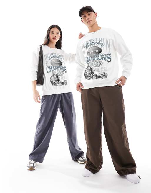 PRNT x ASOS unisex Woodpeckers champions sweatshirt in white - WHITE