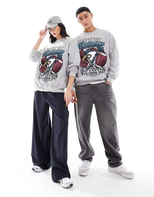 PRNT x ASOS unisex Woodpeckers sweatshirt in grey - GREY
