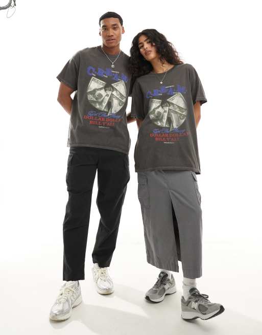 PRNT x Wu-Tang Clan cream relaxed fit t-shirt in charcoal overdye - CHARCOAL, 2 of 4