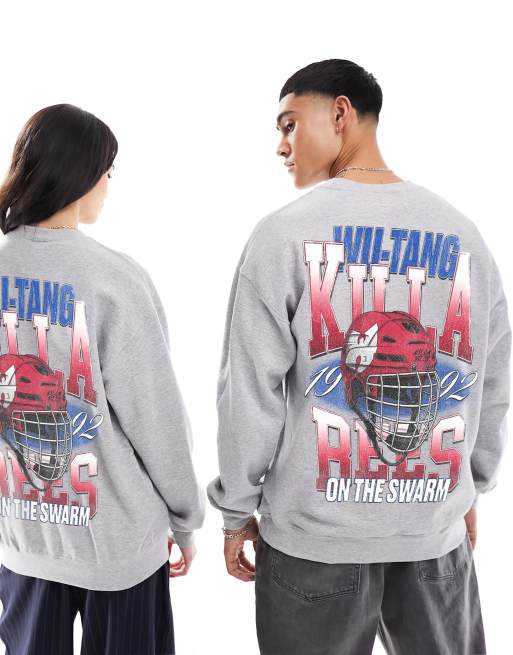 PRNT x Wu-Tang Clan hockey relaxed fit sweatshirt in sports grey - GREY, 2 of 4