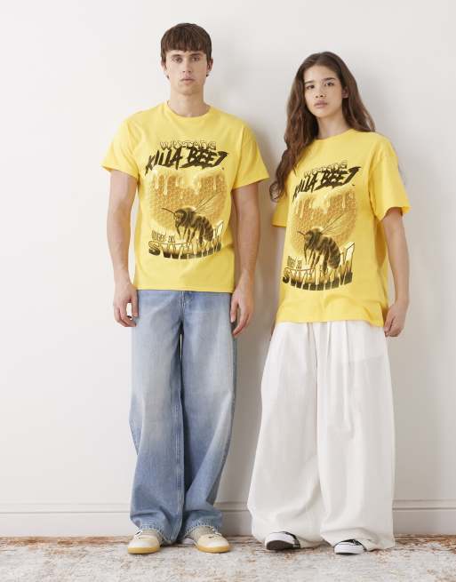 PRNT x Wu-Tang Clan killa beez relaxed fit t-shirt in yellow - YELLOW, 3 of 4